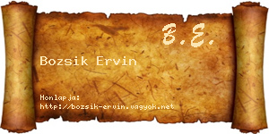 Bozsik Ervin névjegykártya