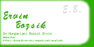 ervin bozsik business card